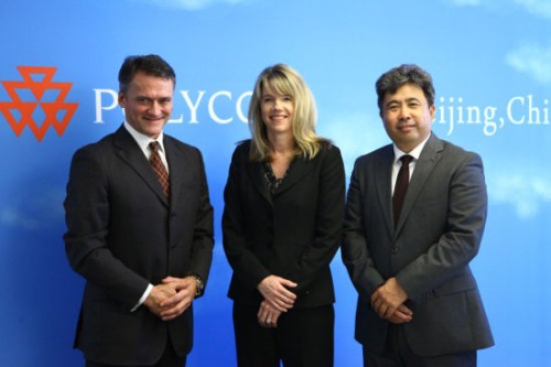 Polycom��̫�^(q��)�����ձȺ����������ޅ^(q��)����Hansjoerg Wagner (��һ)��Polycomȫ���N�ۈ�(zh��)�и�����Tracey Newell(����)��Polycom�Ї��^(q��)����(j��ng)�����(��һ)